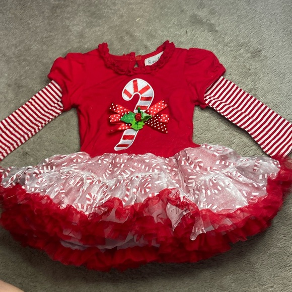Christmas Holiday Toddler Size 18 Months Dress with Crinoline Skirt Candycane - Picture 1 of 13